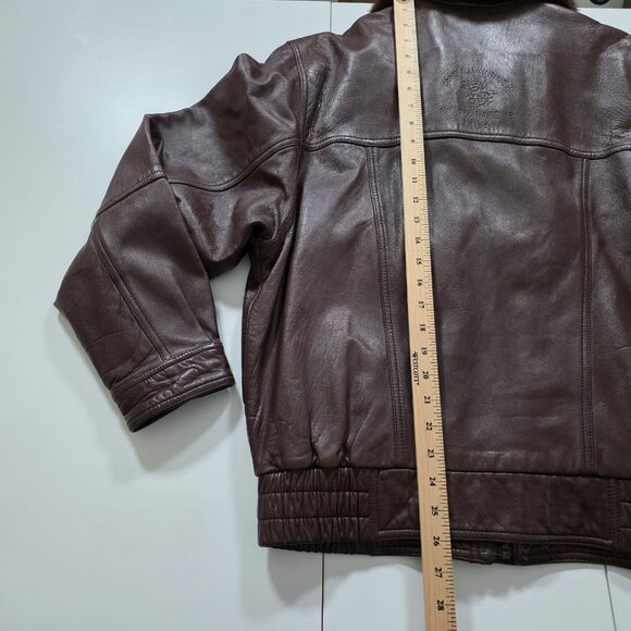 Santa Barbara Polo Racquet Club Leather Jacket Men 50 Brown LS Equestrian Vtg - Picture 6 of 16